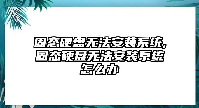 固態(tài)硬盤無法安裝系統(tǒng),固態(tài)硬盤無法安裝系統(tǒng)怎么辦