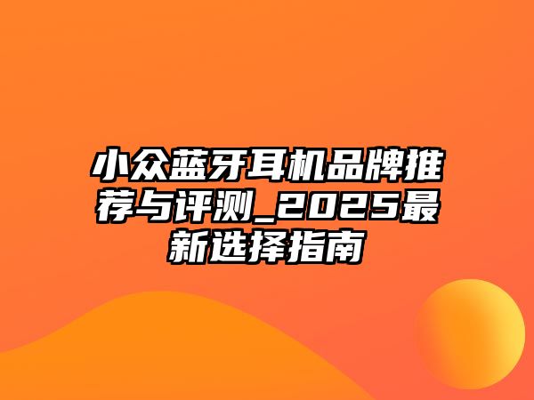小眾藍牙耳機品牌推薦與評測_2025最新選擇指南